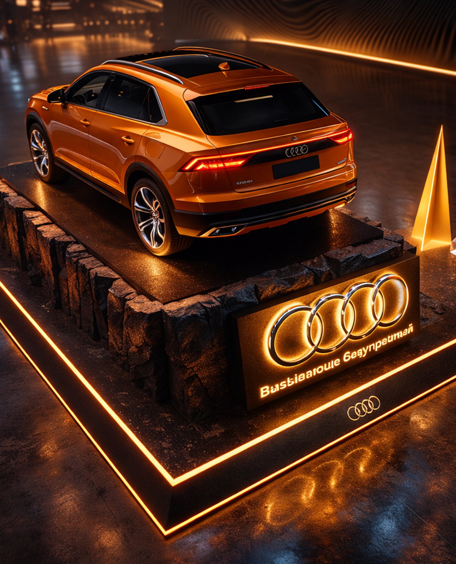 Luxury car brand event with vehicle display and branding