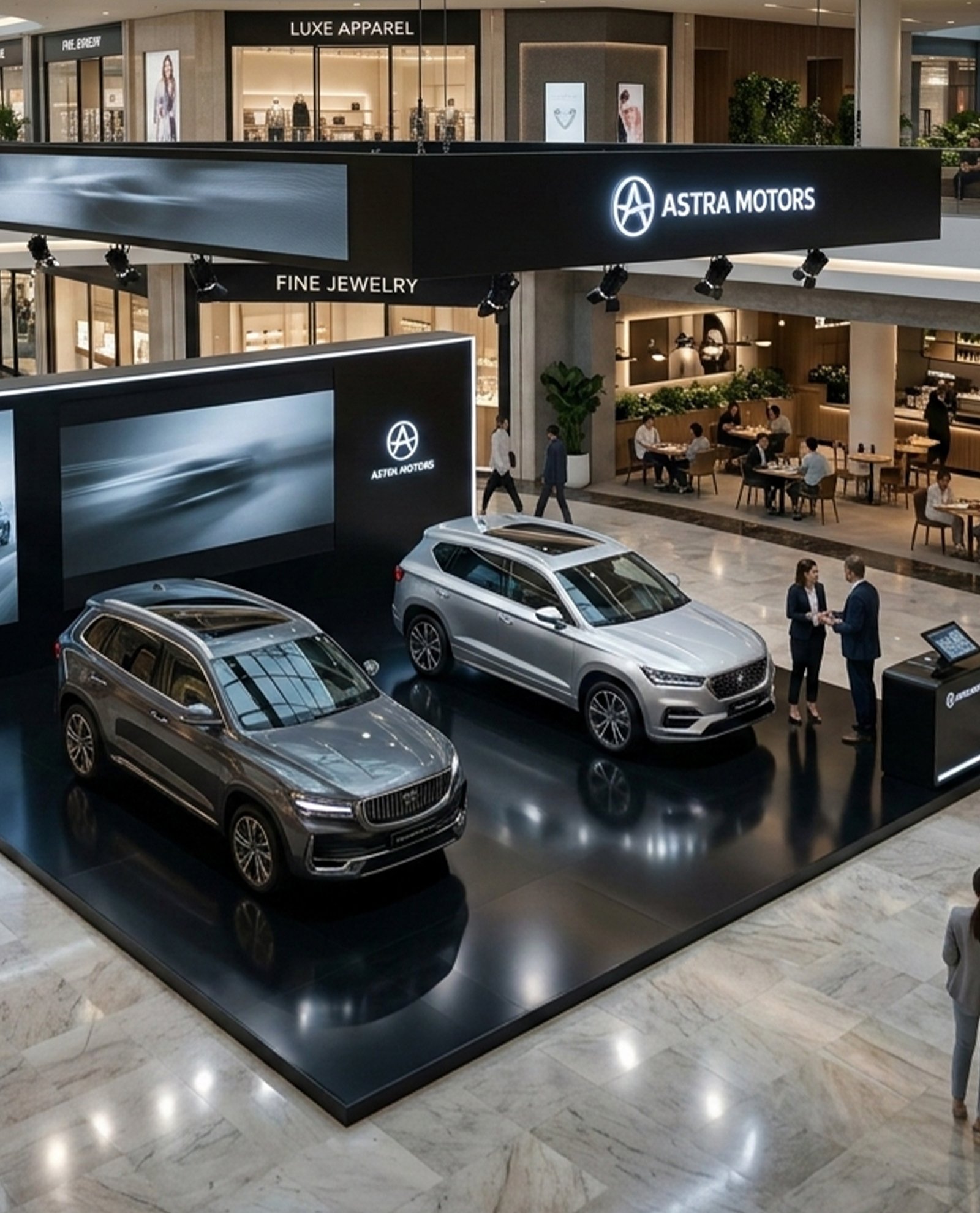 Car brand mall activation with vehicle display setup