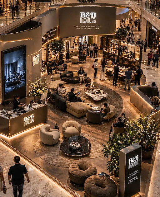 uxury brand promotions in malls and colleges showcasing premium products and experiential marketing campaigns.